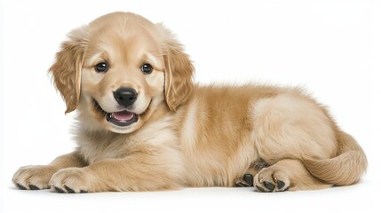 Playful Golden Retriever Puppy Home Setting Pet Photography Indoor Environment Close-Up View Joyful Companionship