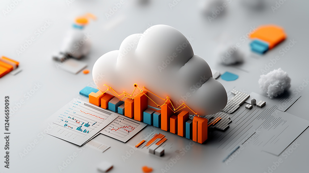 Poster data analysis and visualization in cloud computing digital workspace infographic modern environment 