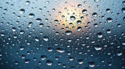 Nature's Beauty Displayed Through Transparent Water Droplets on a Window