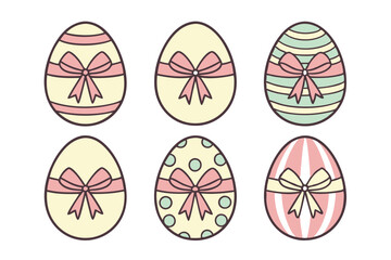 A Bundle of Cute Egg with ribbon vector cartoon illustration Easter day
