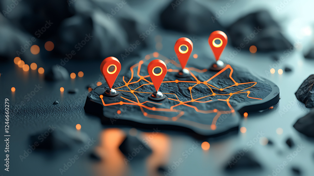Poster exploring digital mapping technologies for location-based services global infographic high-tech envi