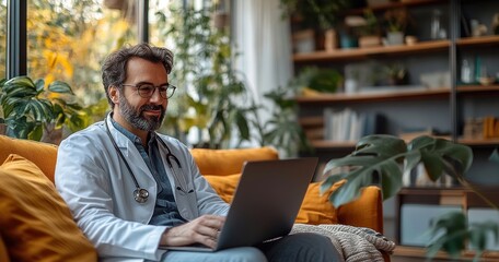 Online Health Consultation Video Call with Doctor using AI Teleconsultation App for ECG Data Monitoring and Wellness at Home