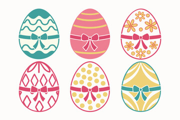 A Bundle of Cute Egg with ribbon vector cartoon illustration Easter day