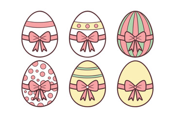 A Bundle of Cute Egg with ribbon vector cartoon illustration Easter day