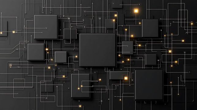 Dark Circuit Board, glowing nodes