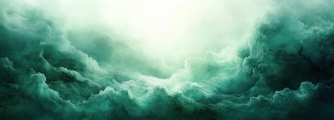 Obraz premium Green Watercolor Background Texture with Vintage Grunge Borders and Soft White Center