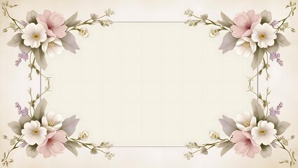 Muted pastel spring backdrop with delicate floral and vine accents softly blurred at the edges