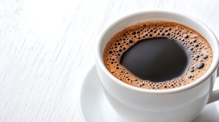 Fototapeta premium Close-Up of a Coffee Cup with Steam Rising Against White Background