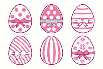 A Bundle of Cute Egg with ribbon vector cartoon illustration Easter day