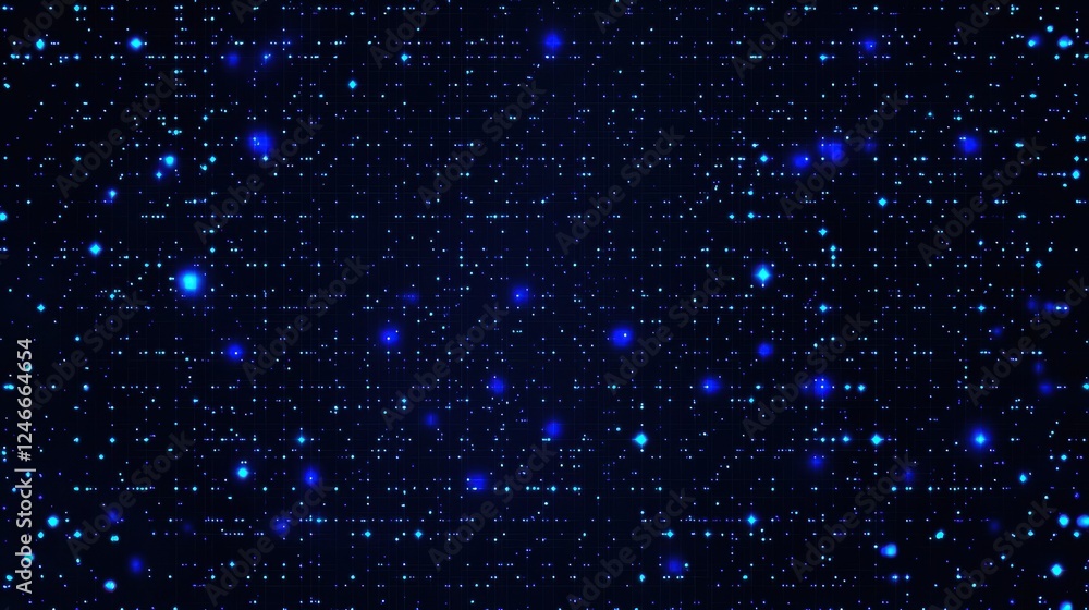 Poster blue glowing digital grid creating a futuristic technology background