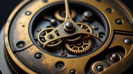 Intricate Antique Clock Mechanism With Detailed Gears and Craftsmanship