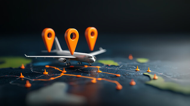 Air travel planning global map digital illustration home office aerial view connectivity and exploration in travel