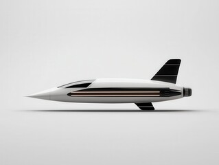 Ultramodern conceptual spaceship with a streamlined aerodynamic hull