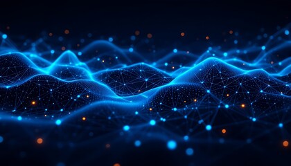 Abstract Blue Data Network Wave Background