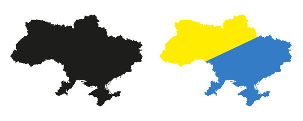 Ukrainian patriotism. Image of the Ukrainian flag. Flag along the contour of the territory of Ukraine.