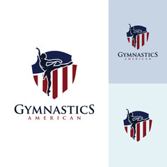 Rhythmic gymnast in professional arena logo