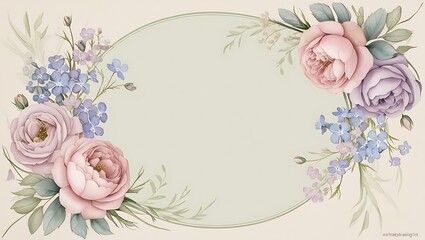 Delicate vintage spring theme with faded flowers and subtle greenery forming a gentle frame