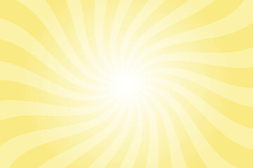 Fototapeta premium Abstract yellow background with rays retro starburst. Radial spiral stripes backdrop. Vintage sun beam texture. Sun rays pattern. Groovy retro swirl burst. Summer carnival background