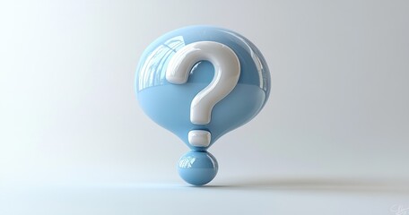 3D Blue Speech Bubble with Question Mark Icon for FAQ and Help Concept in Modern Design