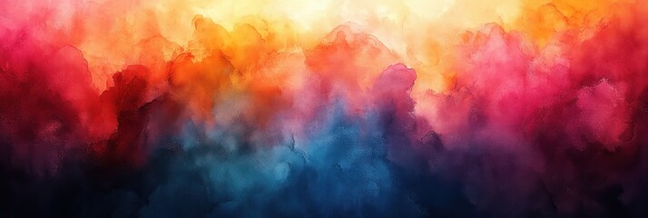 Watercolor Background Abstract Sunset Sky with Colorful Clouds Texture Impressionistic Easter Sunrise
