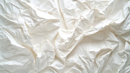 Texture of wrinkled white paper creates a unique backdrop filled with character and depth, suitable for various artistic applications and design projects that need a soft touch