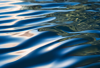 cinematic sunlit rippling water with deep blue hues, ultra hd
