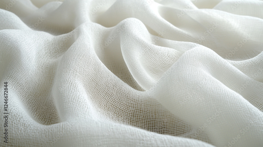 Poster lightly draped white fabric creates a soft and airy texture ideal for various uses