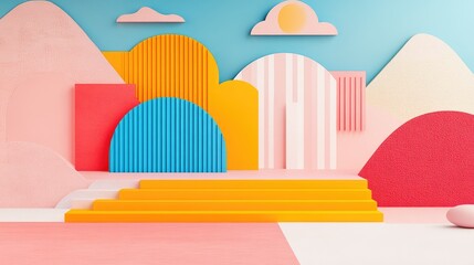 Colorful Geometric Abstract Background with Pastel Shapes and Patterns