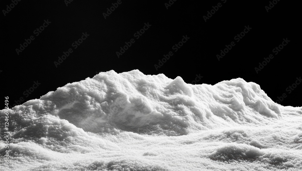 Poster snowdrift resembling mountain range creating winter wonderland on black background