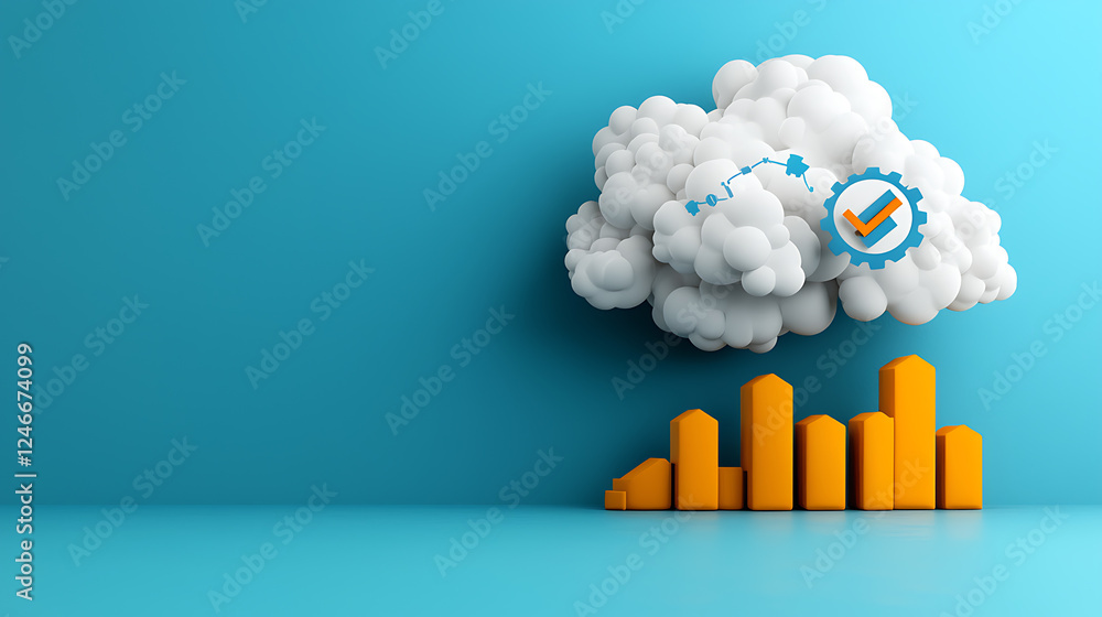 Poster analyzing cloud data trends virtual environment infographic digital landscape perspective business i