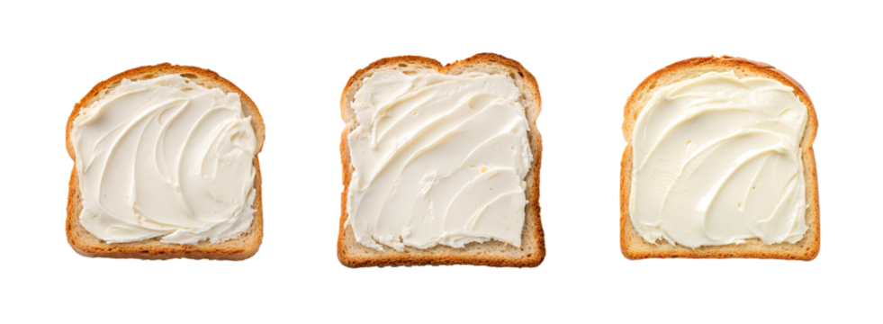 Slice of Bread with Cream Cheese Isolated on Transparent, Savory Breakfast Delight