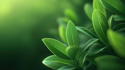 Obraz premium Close-up of vibrant green leaves in soft natural light
