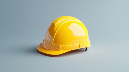 Fototapeta premium Bright yellow construction helmet on a minimalist background