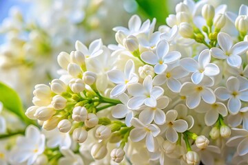 Close-Up Blooming White Lilacs Spring Flowers Nature Photography