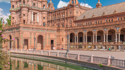 Obraz premium Plaza de Espana timelapse in Seville, Spain