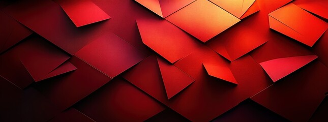 Obraz premium Abstract Geometric Red Background Design with Layered Transparent Shapes and Modern Art Elements for Creative Business and Website Use