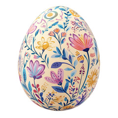 Colorful Floral Decorative Egg Design - Isolated on Transparent Background PNG