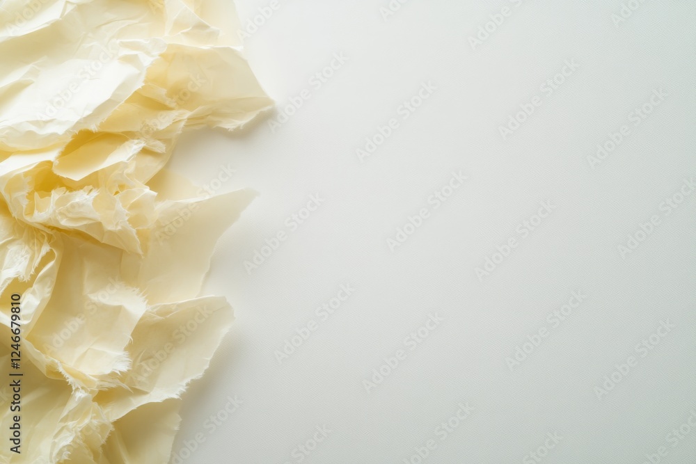 Poster a single piece of torn beige paper displays frayed edges, set against a plain white background, crea