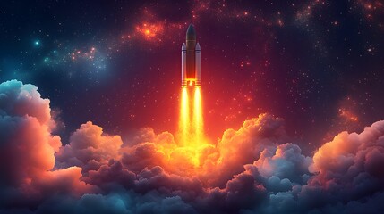 Business innovation and startup launch, clean vector style with creative graphics