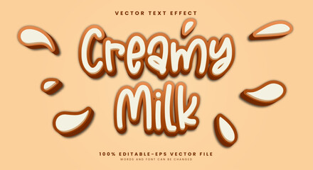 Creamy Milk 3d editable text effect Template Suitable for Creamy theme