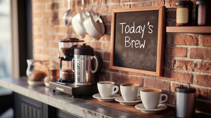 Cozy coffee bar setup on modern kitchen counter for home brewing inspiration and decor
