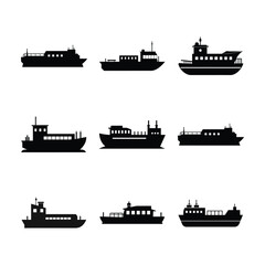 Obraz premium Barge silhouette vector illustration