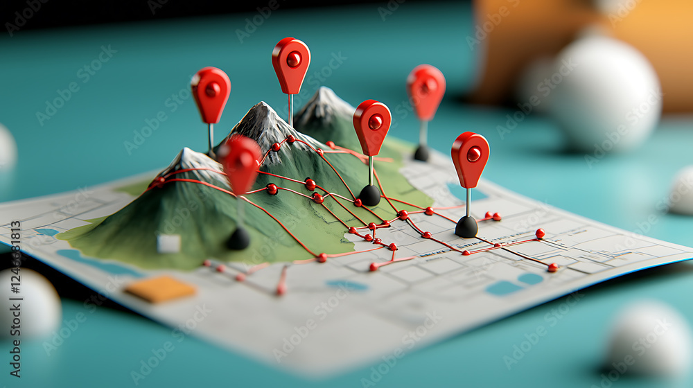 Poster exploring geographic mapping techniques digital landscapes 3d visualization creative environment aer