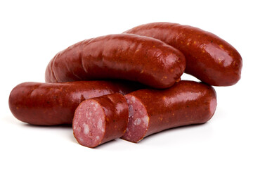 Oktoberfest Smoked pork Sausages, isolated on white background.
