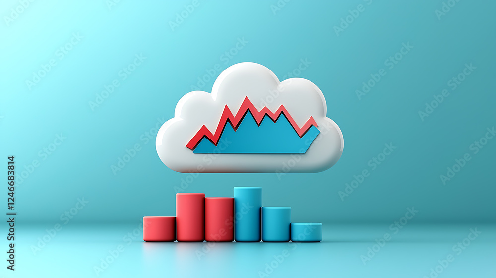 Poster analyzing data trends in a cloud environment visualization of statistical growth digital marketing i