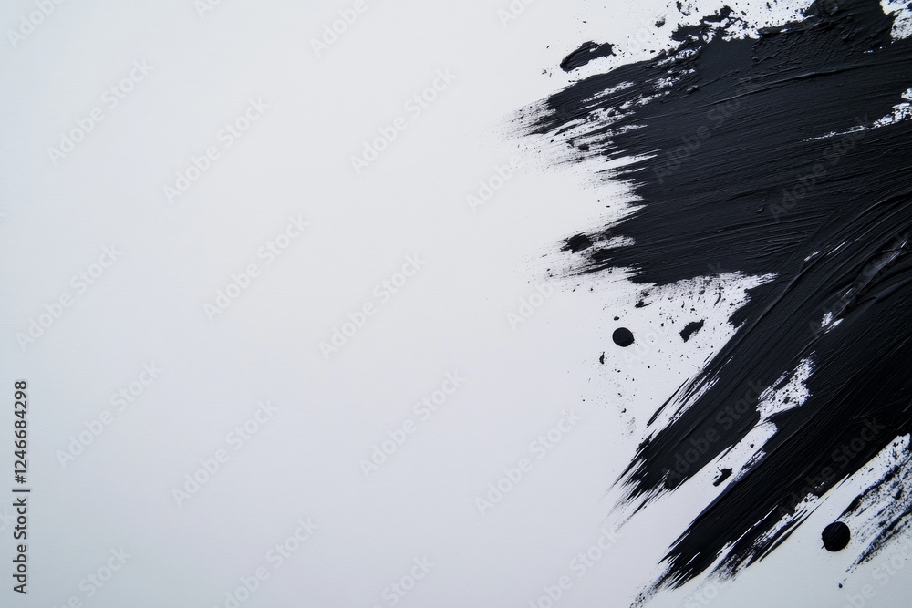 Poster Dynamic black paint strokes and splashes against a light backdrop evoke creativity and raw emotion, providing ample space for additional text or elements