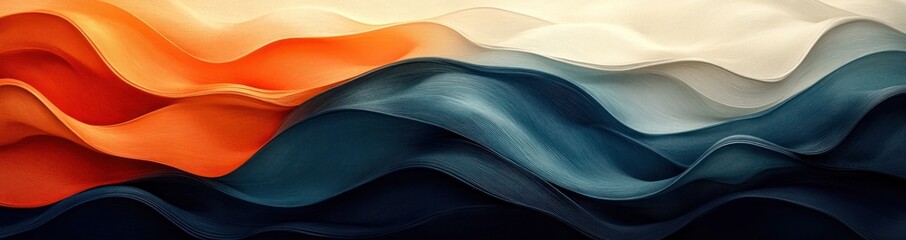 Fototapeta premium Retro Pattern Abstract Waves Design in Turquoise Coral and Navy with 1960s Aesthetic
