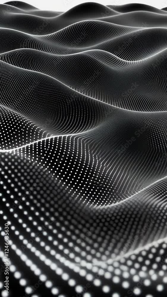 Poster this captivating display showcases fluid wave-like structures illuminated by countless dots that cre