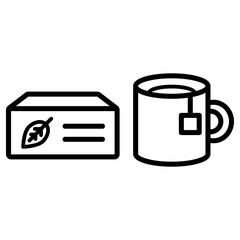 티백 그리고 머그잔 아이콘