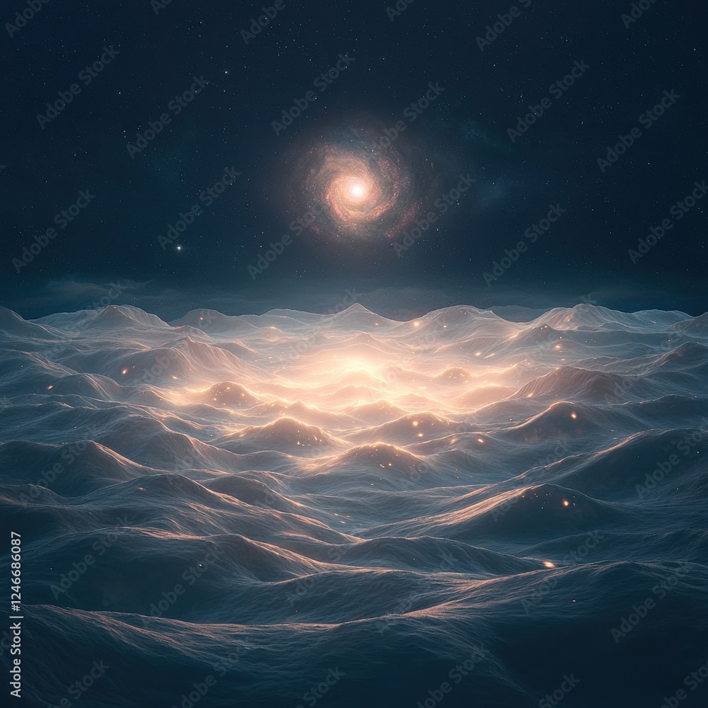 Aufkleber cosmic waves surging outer space digital art celestial environment abstract viewpoint